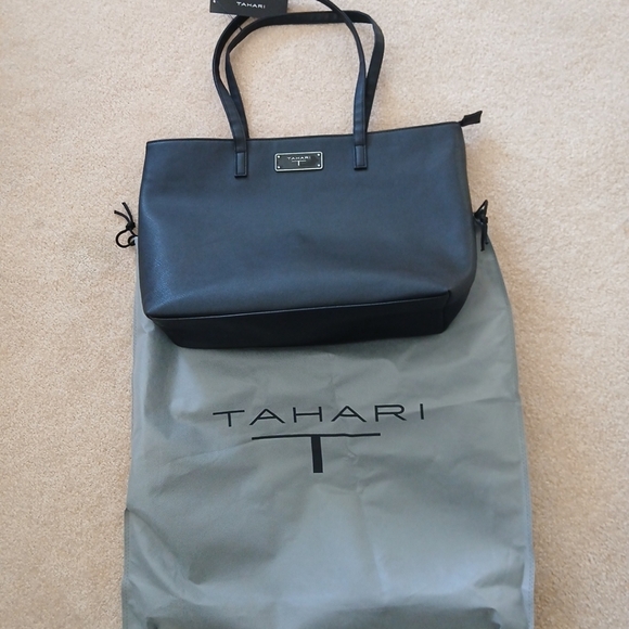 TAHARI Tote Black Saffiano Man Made Leather Style #TN1769/P08 NWT In Packaging - Picture 1 of 8
